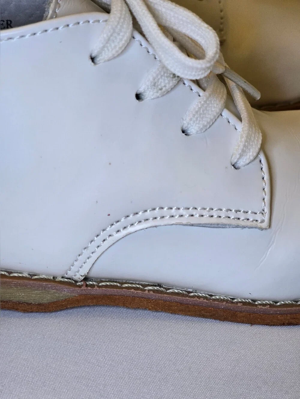 Caroo Walker White Leather Lace-Up Baby Boots Christening First Walking Shoes